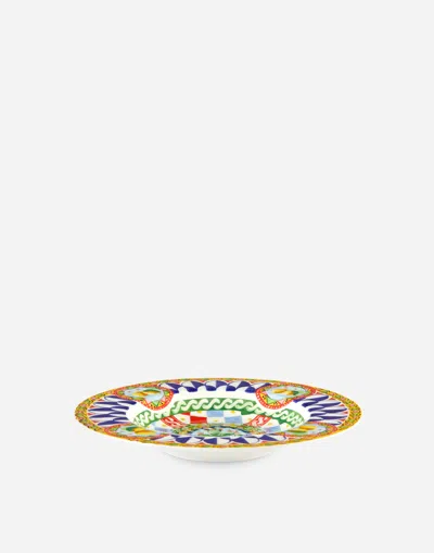 Dolce & Gabbana Set 2 Soup Plates In Fine Porcelain In Multicolor