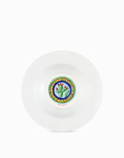 Dolce & Gabbana Set 2 Soup Plates In Fine Porcelain In Multicolor