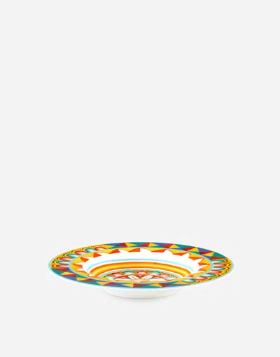 Dolce & Gabbana Set 2 Soup Plates In Fine Porcelain In Multicolor