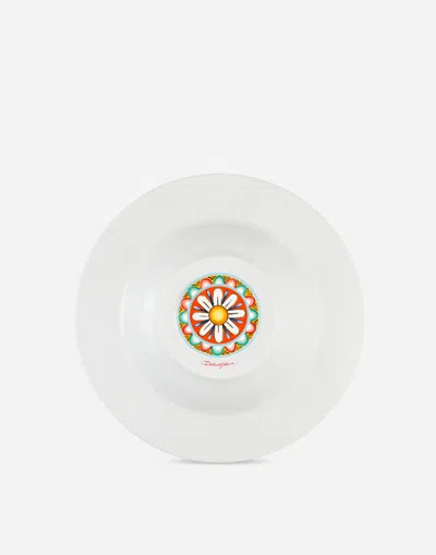 Dolce & Gabbana Set 2 Soup Plates In Fine Porcelain In Multicolor