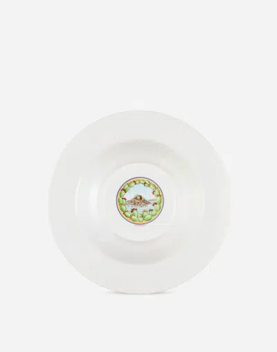 Dolce & Gabbana Set 2 Soup Plates In Fine Porcelain Multicolor Unisex Onesize In Multicolor