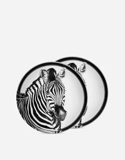 Dolce & Gabbana Set 2 Porcelain Soup Plates In Multicolor