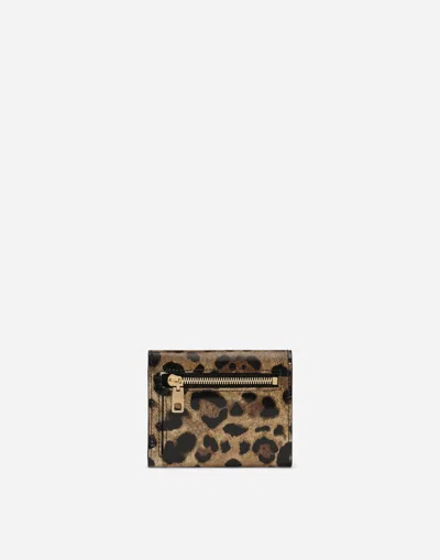 Dolce & Gabbana Polished Calfskin Wallet With Leopard Print In Animal Print
