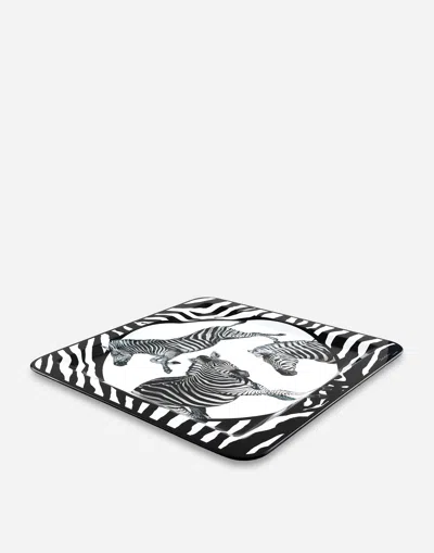 Dolce & Gabbana Wooden Tray Large In Multicolor