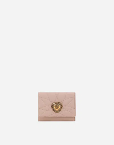 Dolce & Gabbana Devotion Matelasse Wallet In Pale Pink