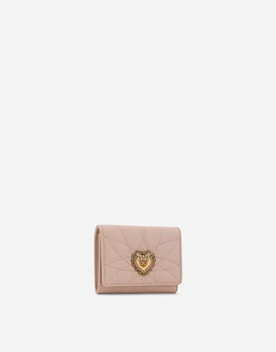 Dolce & Gabbana Devotion Matelasse Wallet In Pale Pink