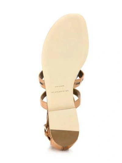 Shop Brian Atwood Adriana Fringed Leather Flat Sandals In Brown
