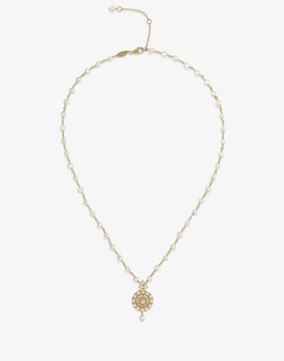 Dolce & Gabbana Romance Necklace In Yellow Gold With Pearls In Gold