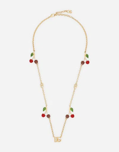 Dolce & Gabbana Necklace With Logo And Charms In Gold