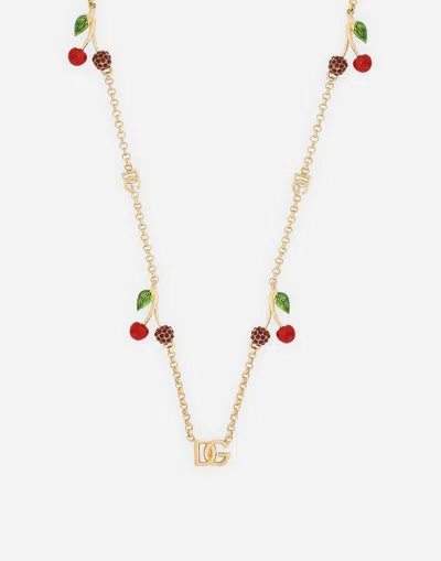 Dolce & Gabbana Necklace With Logo And Charms In Gold