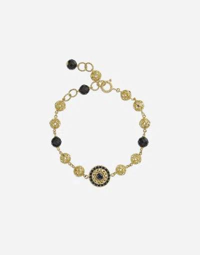 Dolce & Gabbana Sicily Bracelet 18-carat Yellow Gold, Black Jades And Black Sapphires In Gold/black