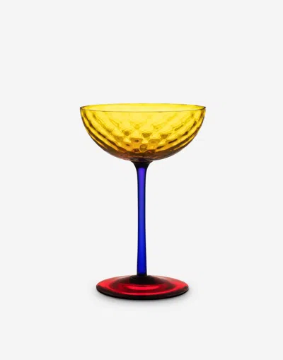Dolce & Gabbana Hand-blown Murano Champagne Glass In Multicolor