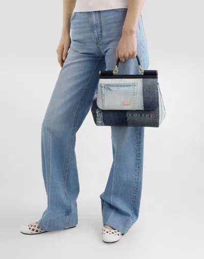 Dolce & Gabbana Medium Sicily Bag In Patchwork Denim And Calfskin In Denim