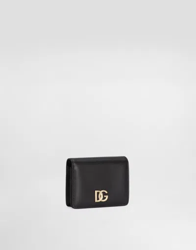 Dolce & Gabbana Calfskin Wallet With Dg Logo In Black
