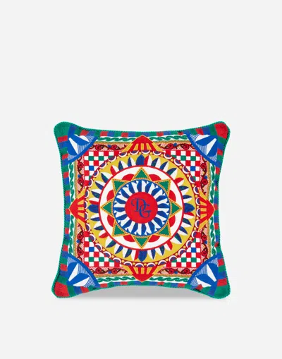 Dolce & Gabbana Embroidered Cushion Medium In Multicolor