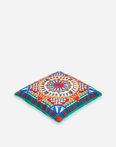 Dolce & Gabbana Embroidered Cushion Medium In Multicolor