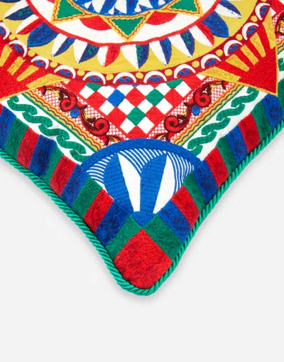 Dolce & Gabbana Embroidered Cushion Medium In Multicolor