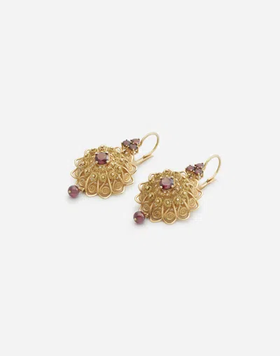 Dolce & Gabbana Filigree Earrings 18-carat Yellow Gold And Rhodolite Garnets In Gold