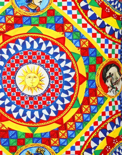 Dolce & Gabbana Canvas Cushion Extra Large In Multicolor