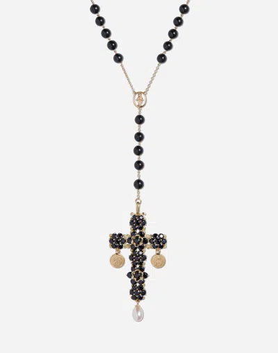 Dolce & Gabbana 18k Yellow Gold Sicily Rosary Sapphire Necklace In Gold