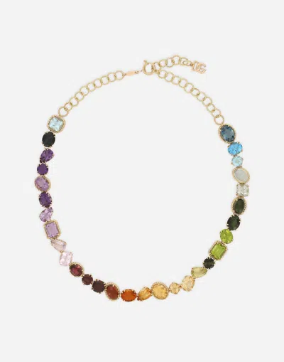 Dolce & Gabbana Necklace With Multi-colored Gems In Gold