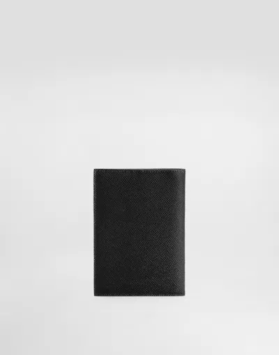 Dolce & Gabbana Logo Plaque Leather Passport Holder In Black
