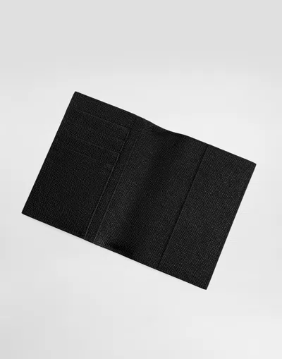 Dolce & Gabbana Logo Plaque Leather Passport Holder In Black