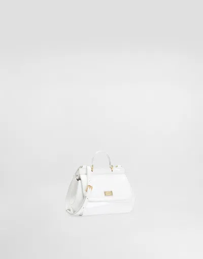 Dolce & Gabbana Patent Leather Mini Sicily Bag In White