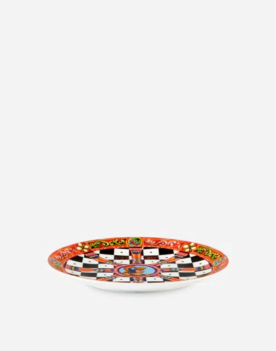 Dolce & Gabbana Set 2 Porcelain Dinner Plates In Multicolor