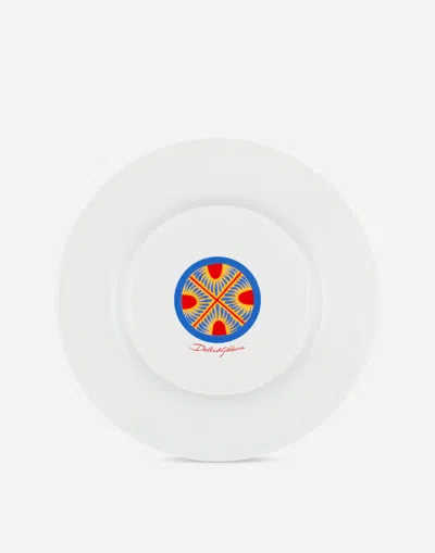 Dolce & Gabbana Set 2 Dinner Plates In Fine Porcelain In Multicolor