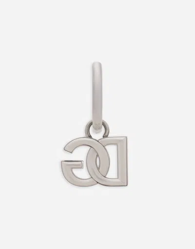 Dolce & Gabbana Dg-logo Hoop Earring In Silver