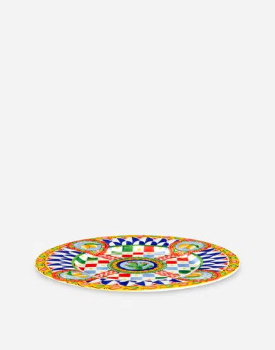 Dolce & Gabbana Set 2 Dinner Plates In Fine Porcelain In Multicolor