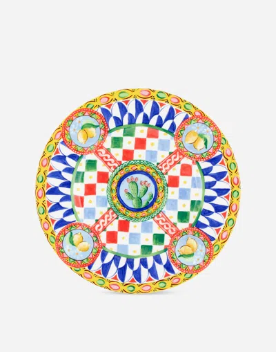 Dolce & Gabbana Set 2 Dinner Plates In Fine Porcelain In Multicolor