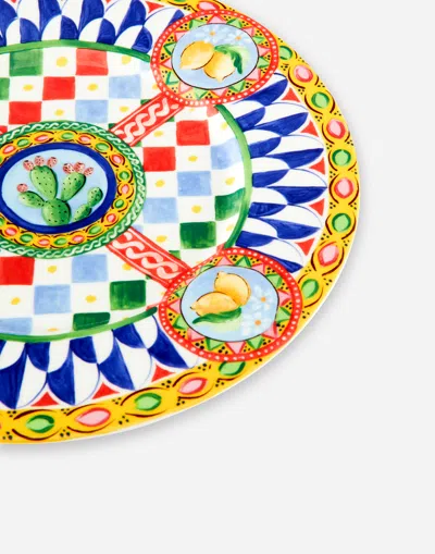 Dolce & Gabbana Set 2 Dinner Plates In Fine Porcelain In Multicolor