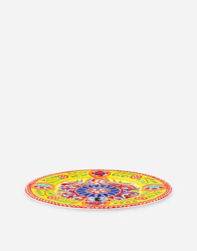 Dolce & Gabbana Set 2 Dinner Plates In Fine Porcelain In Multicolor