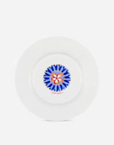 Dolce & Gabbana Set 2 Dinner Plates In Fine Porcelain In Multicolor