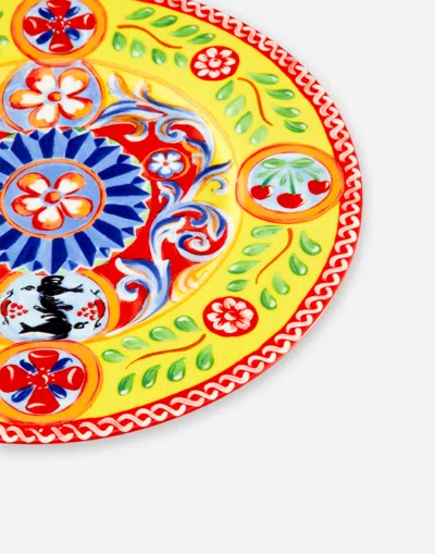 Dolce & Gabbana Set 2 Dinner Plates In Fine Porcelain In Multicolor