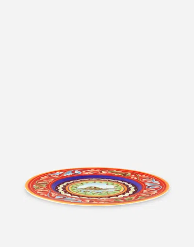 Dolce & Gabbana Set 2 Dinner Plates In Fine Porcelain Multicolor Unisex Onesize In Multicolor