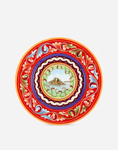 Dolce & Gabbana Set 2 Dinner Plates In Fine Porcelain Multicolor Unisex Onesize In Multicolor