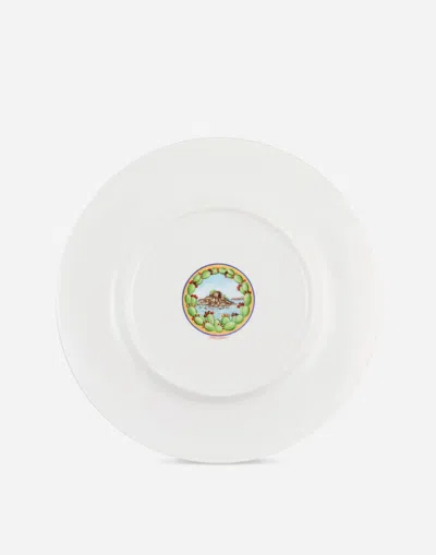 Dolce & Gabbana Set 2 Dinner Plates In Fine Porcelain Multicolor Unisex Onesize In Multicolor