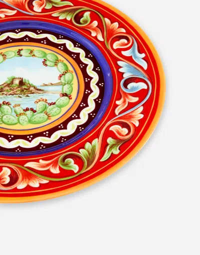 Dolce & Gabbana Set 2 Dinner Plates In Fine Porcelain Multicolor Unisex Onesize In Multicolor