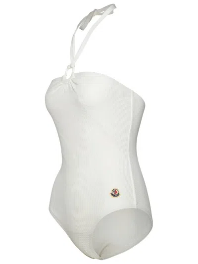 Shop Moncler One-piece Swimsuit In White