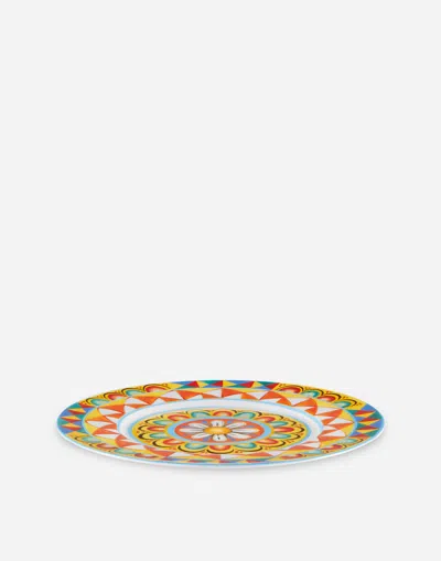 Dolce & Gabbana Set 2 Dinner Plates In Fine Porcelain In Multicolor