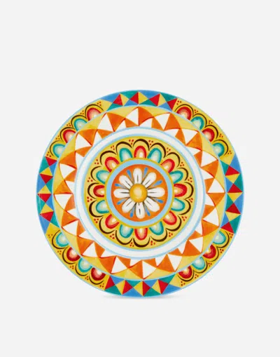 Dolce & Gabbana Set 2 Dinner Plates In Fine Porcelain In Multicolor