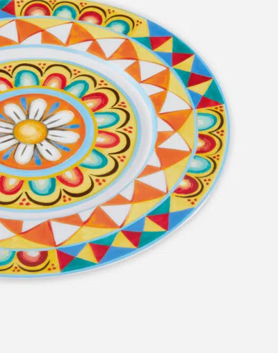 Dolce & Gabbana Set 2 Dinner Plates In Fine Porcelain In Multicolor