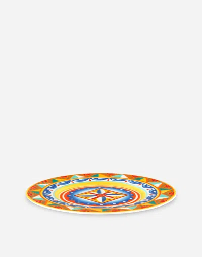 Dolce & Gabbana Set 2 Dinner Plates In Fine Porcelain Multicolor Unisex Onesize In Multicolor