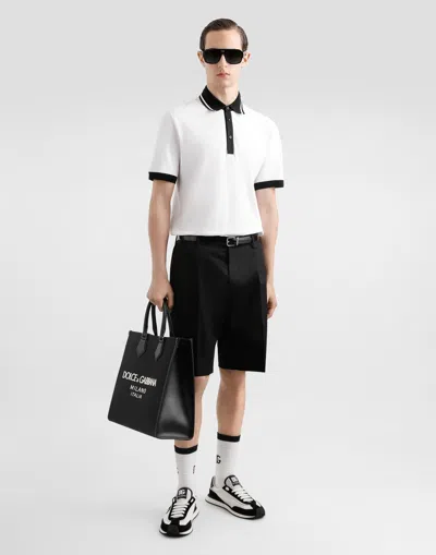 Dolce & Gabbana Large Rubberized Logo Top Handle Bag In Black