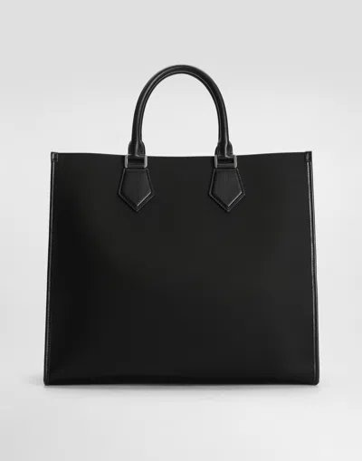 Dolce & Gabbana Large Rubberized Logo Top Handle Bag In Black