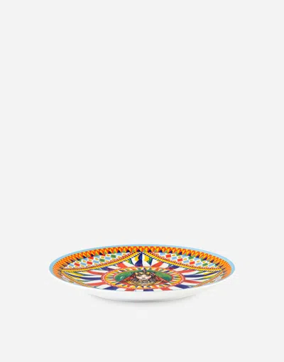 Dolce & Gabbana Set 2 Porcelain Dinner Plates In Multicolor