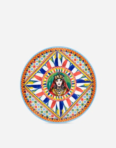 Dolce & Gabbana Set 2 Porcelain Dinner Plates In Multicolor